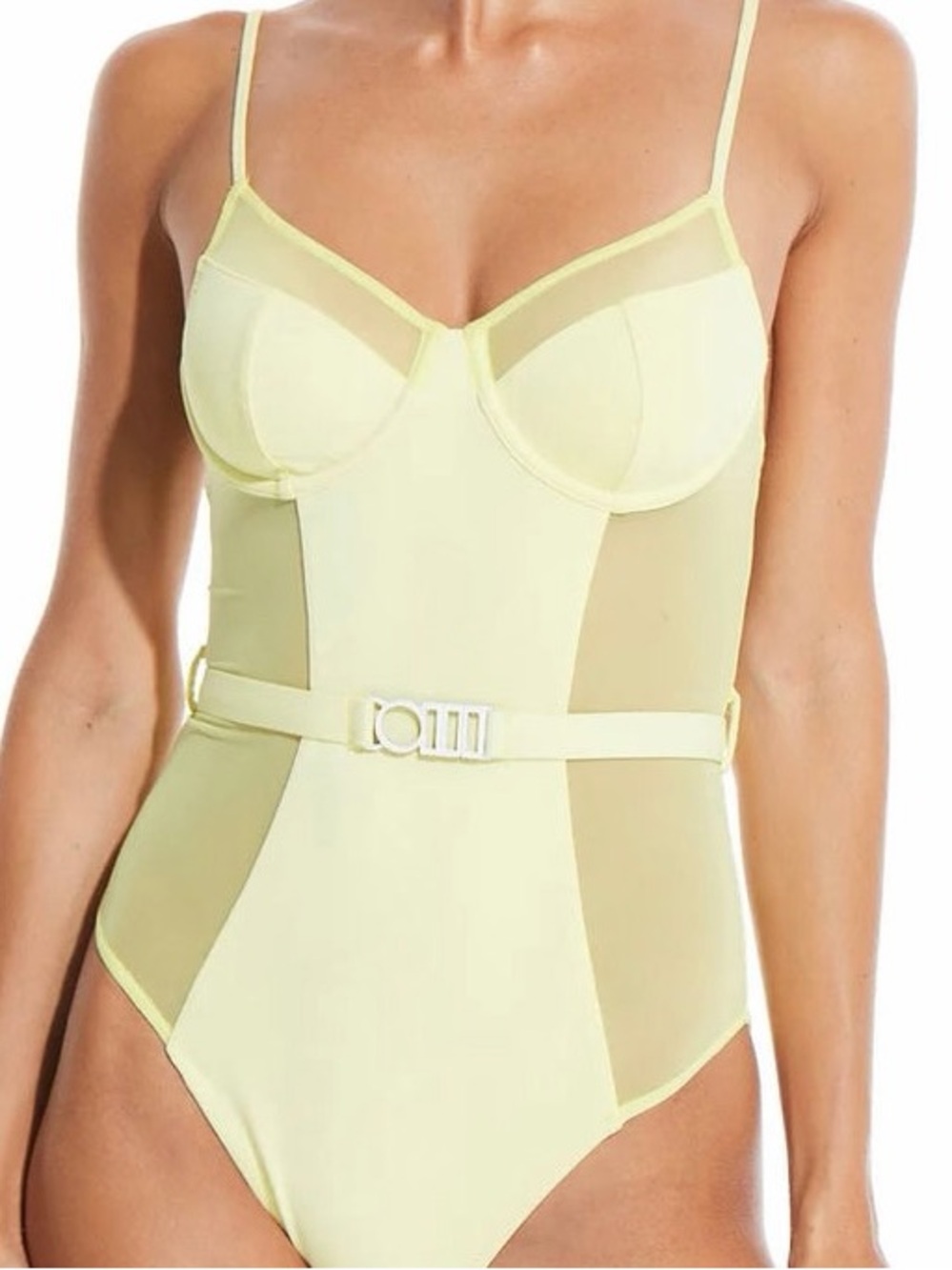 NWT Solid & Striped The Spencer Butter Yellow Retro One-Piece Swimsuit Size L